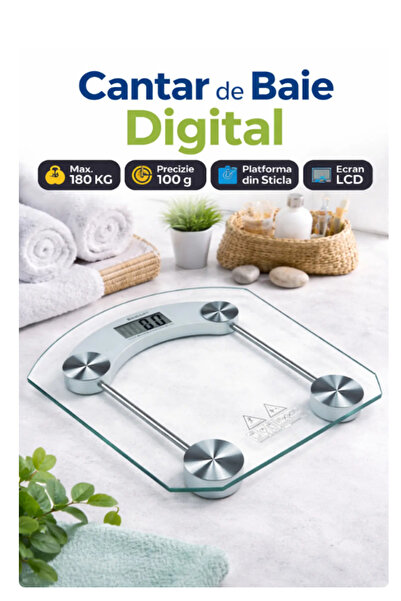 Otto Ψηφιακή Γυάλινη Ζυγαριά Μπάνιου 180KG, Οθόνη LCD, Ακρίβεια 100γρ., Αυτόμ...