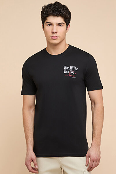 R&B Printed T-Shirt with Crew Neck and Short Sleeves