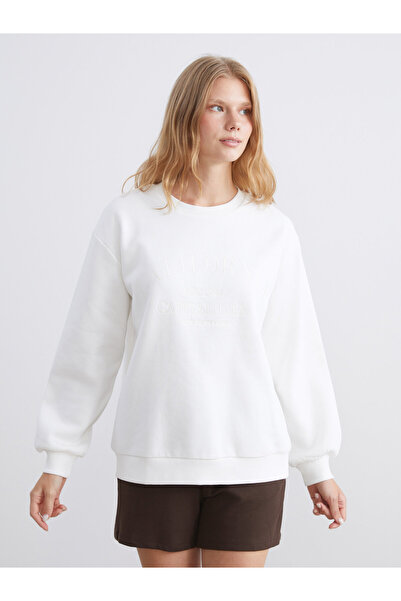 LC Waikiki California Embroidered Oversize Women's Thick Sweatshirt