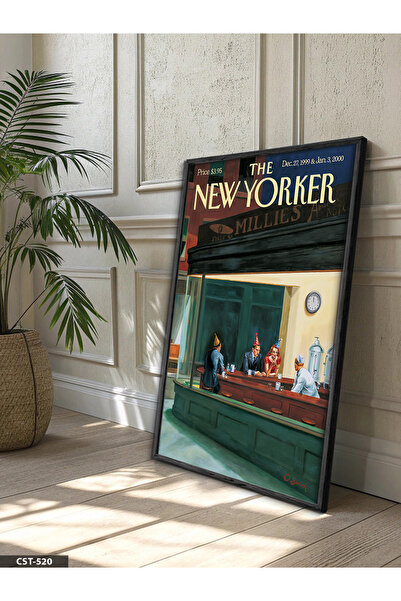 Evinemoda Πίνακας με μονόχρωμο μαύρο ξύλινο πλαίσιο με αφίσα The New Yorker