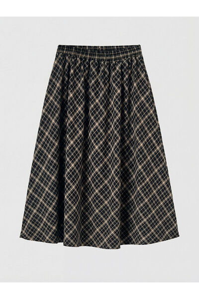 LC Waikiki Nevavm Plaid Girls' Flared Skirt with a Difference