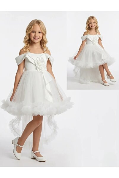 kent of kıds Κοριτσίστικο Λευκό Φόρεμα Πριγκίπισσας με Λεπτομέρεια Λουλουδιών...
