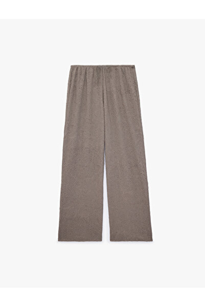 Koton Beli Bağcıklı Düz Paça Dokulu Bürümcük Pantolon