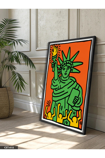 Evinemoda Keith Haring Pop Shop Jednodijelna crna slika u drvenom okviru