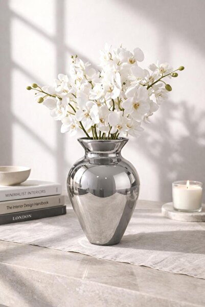 ANGDESİGN Γυάλινο Βάζο DEFNE 25 εκ. ••FUME 6Y24007 •• Διακοσμητικό Βάζο Μοντέ...