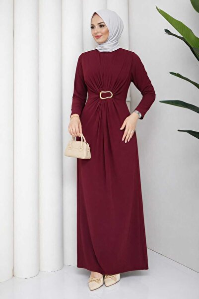 ECK MODA Γυναικείο φόρεμα με λεπτομέρεια από ύφασμα Sandy, Full Lycra, με εύκ...