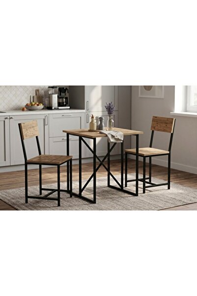 Pratico Piko 2 Sandalyeli Masa Takımı Atlantik Çam – Metal Profil Portatif Mu...