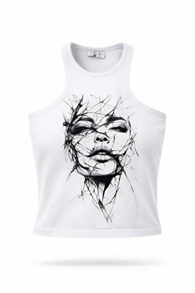 Miss Poem Γυναικείο μπλουζάκι με στάμπα σε λευκό χρώμα και λαιμόκοψη halter