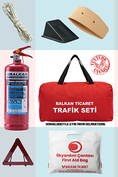 Balkan Ticaret Trafik Seti Ruhsata Uygun 1 Kg Yangın Tüpü Reflektörlü Takozlu...