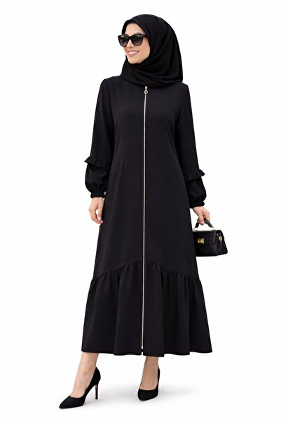 Fresh&Moda Γυναικεία φεράσα με φερμουάρ και λεπτομέρεια βολάν, άνετη καθημερι...