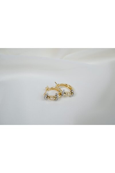 ATELİER TUĞBA Kp383 Minimal Multi-Zircon Stone Drop Stone Detail Gold Earring...