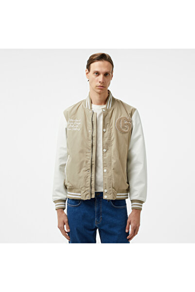 Guess Versity Bomber Poly Twill 215 Erkek Krem Ceket