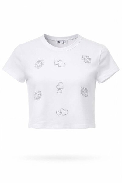 Miss Poem Γυναικείο μπλουζάκι με κοντό μανίκι και λαιμόκοψη ποδηλάτου, με κεν...