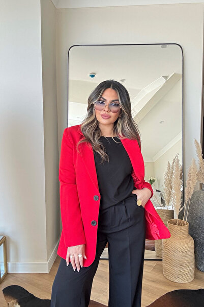 Sohotique By P Basic İki Düğme Blazer Ceket Kırmızı