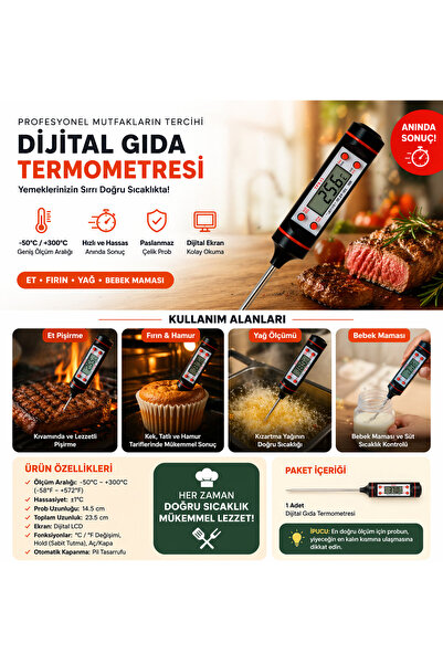 ELMİRA HOME Dijital Biberon Termometresi | Bebek Maması, Süt, Et ve Yağ Sıcak...