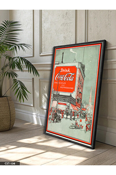 Evinemoda Κόκκινος πίνακας της Coca-Cola Factory με μονοκόμματο μαύρο ξύλινο ...