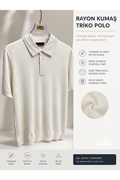 Avni Ceylan Men's Luxury Rayon Knit Polo Collar Knitwear