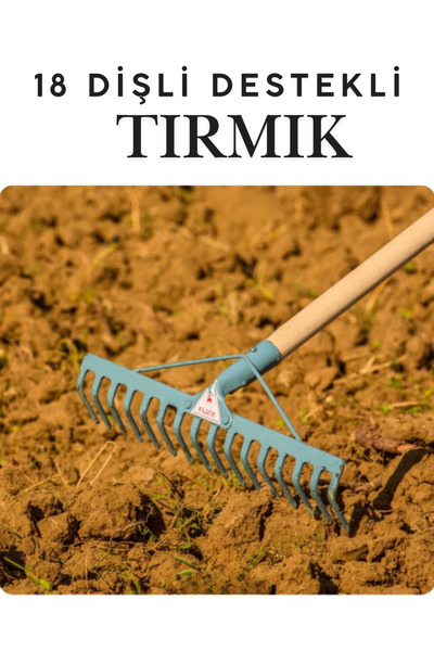 KAYRA LEATHER CRAFT Füze 18 Tırmık 18 Dişli Takviyeli Çelik Bahçe Tırmığı - 4...