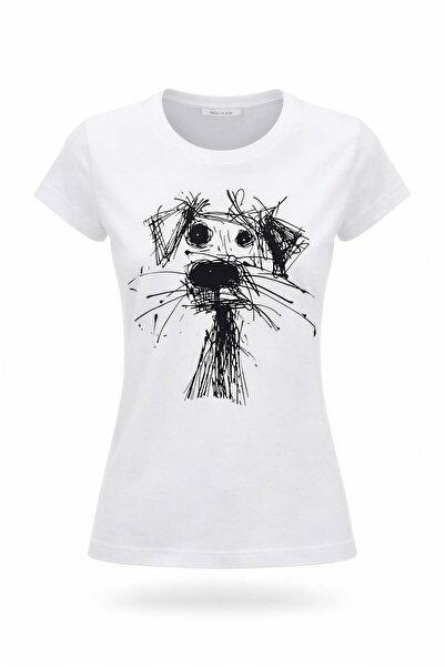 Miss Poem Γυναικείο κοντομάνικο μπλουζάκι με στάμπα σε λευκό σχέδιο