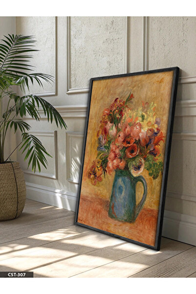 Evinemoda Πίνακας Πιέρ Ουγκέ Ρένοιρ Λουλούδια σε βάζο Μονοκόμματο έργο με μαύ...