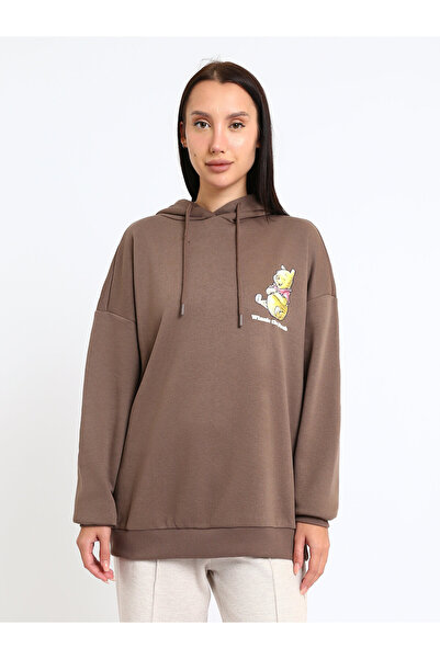 LC Waikiki Γυναικείο φούτερ με κουκούλα, oversized, με στάμπα Γουίνι το Αρκου...