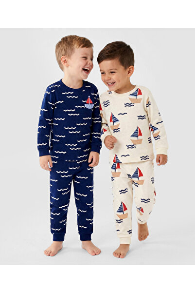 Bonfino 2-Pack All Over Print Full Sleeve Pyjama Set- White