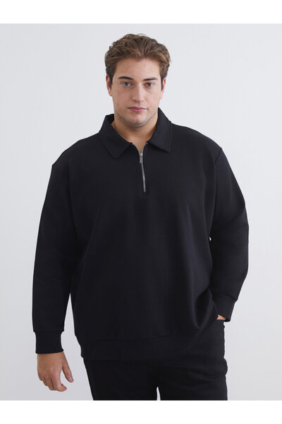 LC Waikiki Plus Size Polo Neck Men’s Sweatshirt