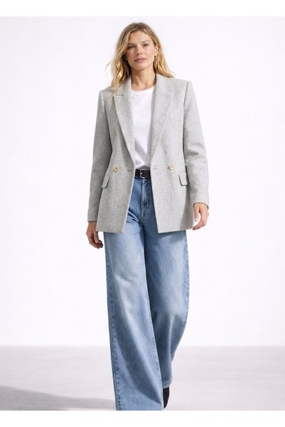 BRANDHILLS Gray Color Viscose Blended Jacket