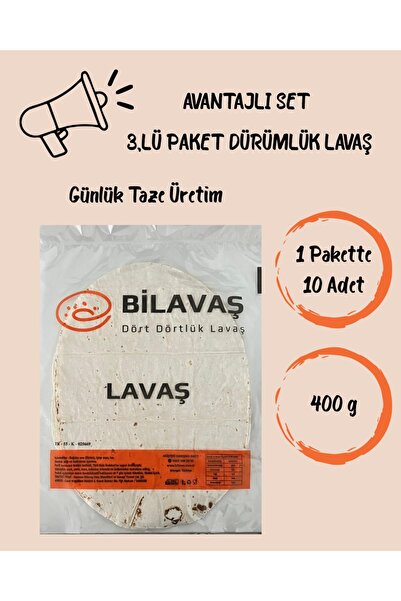 BİLAVAŞ ÇOK PİŞMİŞ DÜRÜMLÜK LAVAŞ 3'LÜ PAKET