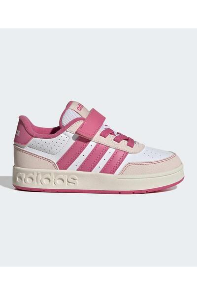 adidas حذاء بريكبيس بإغلاق فيلكرو - أبيض/وردي