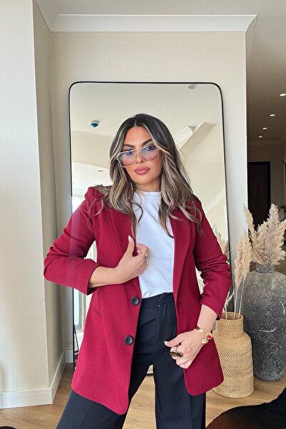 Sohotique By P Basic İki Düğme Blazer Ceket Bordo