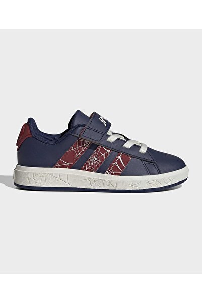 adidas حذاء سبايدر مان جراند كورت برباط مرن - أزرق داكن/عنابي فاتح/أبيض فاتح
