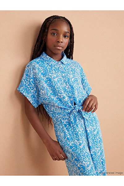 LC Waikiki Παιδικό πουκάμισο για κορίτσια με σχέδιο εκρού LCW