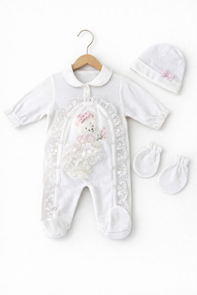 Kardeşler Bebe Ayıcık Detay Bebe Yaka Kız Bebek Tulum