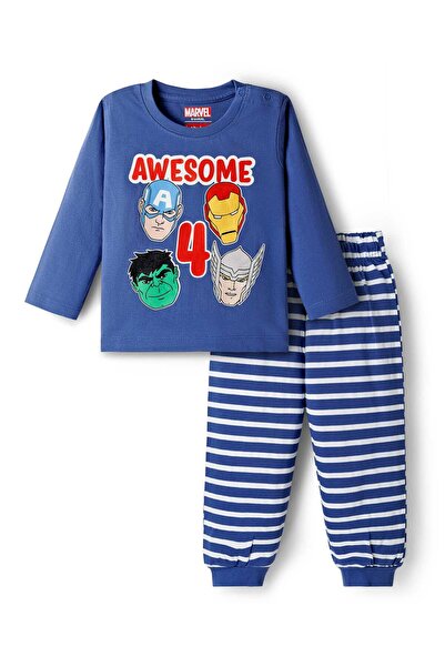 Babyhug Marvel بدلة نوم بأكمام طويلة من قماش الجيرسي المفرد مع طباعة شخصيات -...
