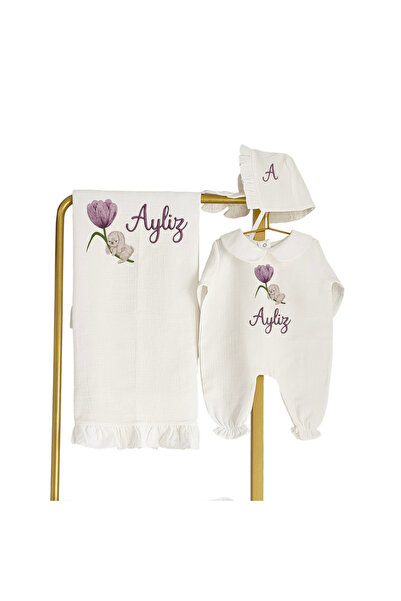 Mis Bebe Minik İnsanların Sarayı Muslin Fabric Rabbit Patterned Set |   4 Pie...