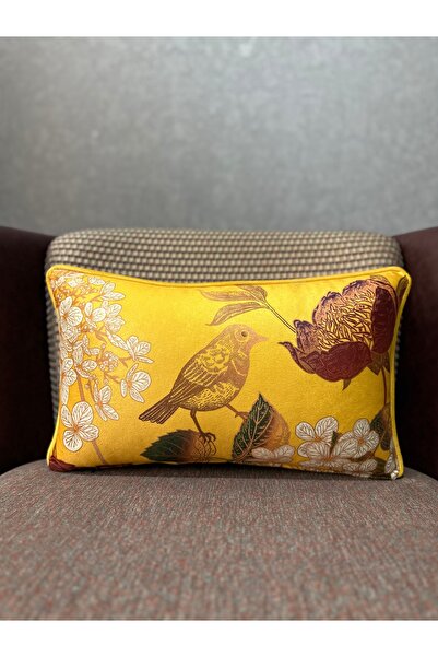 Robin-9372Yellow Color Imported Silk Velvet Throw Pillow Case 30x50 RECTANGLE
