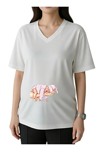 BENROMA ELDE ΡΟΖ ΜΠΛΟΥΖΑΚΙ ΕΓΚΥΜΟΝΩΝ ΜΕ ΣΤΑΜΠΑ ΜΩΡΟΥ ΚΑΙ V-ΛΑΙΜΑΡΙΑ, OVERSIZE...