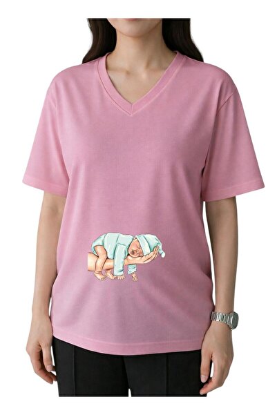 DM DOLCE MORE Μπλουζάκι εγκυμοσύνης με στάμπα ELDE BABY, με λαιμόκοψη V, over...