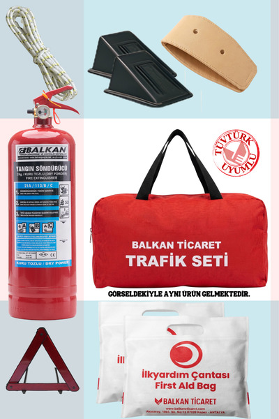Balkan Ticaret Trafik Seti Muayene Seti 2Kg Yangın Tüpü Reflektörlü Takoz 2 A...
