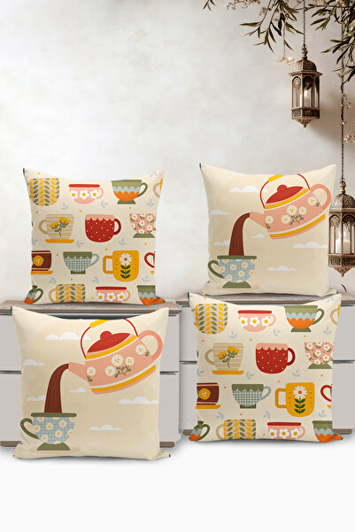 Filamente Σετ 4 καλύμματα μαξιλαριών διπλής όψης με ψηφιακή εκτύπωση - Ώρα Τσ...