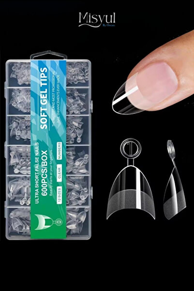 Misyul Soft Jel Tips Ultra Short Badem/Oval/Küt French Uyumlu Kısa Tips 600'l...