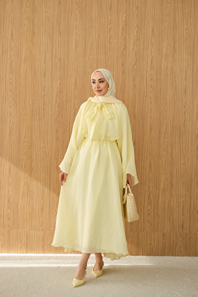 LOCCO Γυναικείο φόρεμα από ύφασμα τούλι με λεπτομέρεια δεσίματος στο λαιμό κα...