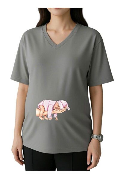 DM DOLCE MORE ELDE ΡΟΖ ΜΠΛΟΥΖΑΚΙ ΕΓΚΥΜΟΝΩΝ ΜΕ ΣΤΑΜΠΑ ΜΩΡΟΥ ΚΑΙ V-ΛΑΙΜΑΡΙΑ, OV...