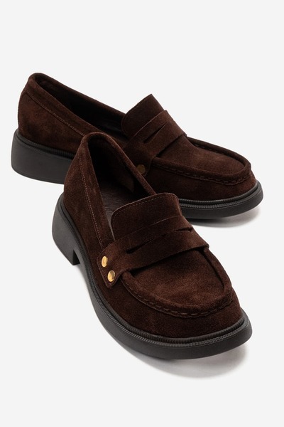 Zeynep Sıradağlı Γυναικεία Loafer από γνήσιο δέρμα Alitzel, καφέ σουέντ