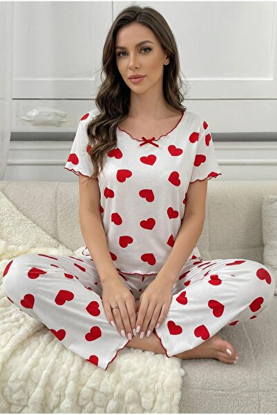 JustMORE Γυναικείο Σετ Πιτζάμες με Βαμβακερό Γιακά Βάρκα και Κοντό Μανίκι Νέα...