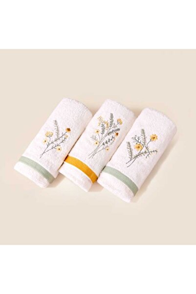 Evidea Soft Floe 3'lü Kutulu Hediyelik Havlu Seti - Ekru - 30x50 cm