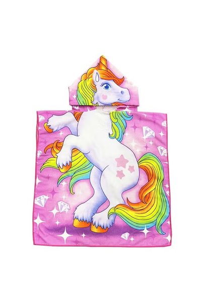 ZCM-HAPPY Kids Hooded Cape Bath Towel Microfiber Towel for Bathing Swimming