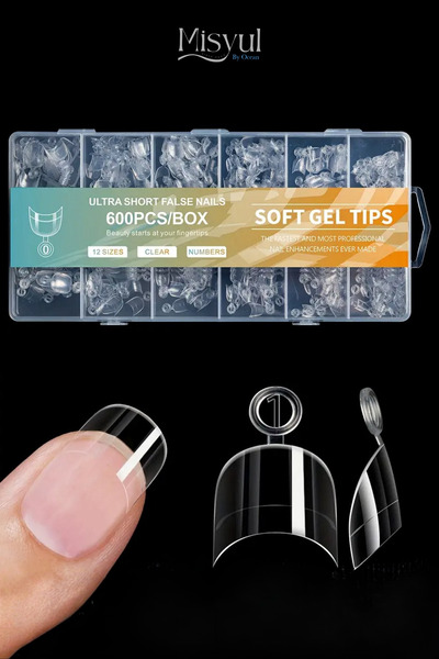 Misyul Soft Jel Tips Ultra Short Badem/Oval/Küt French Uyumlu Kısa Tips 600'l...