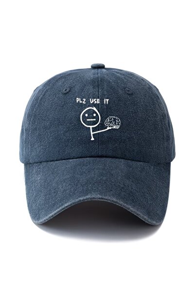 Touz Moda Yıkamalı Vintage Plz Use It Baskılı Unisex Şapka